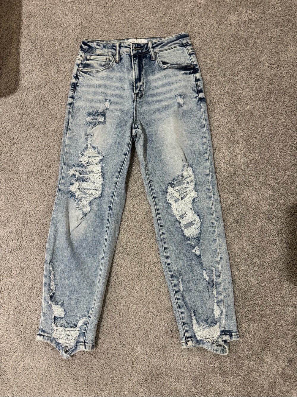 Distressed Light Blue Cropped Women's Jeans